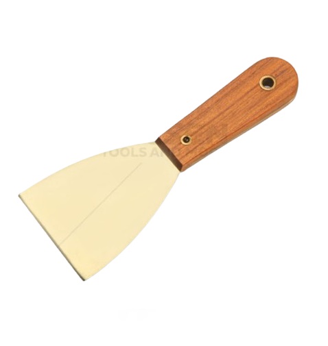 ESPATULA DE METAL ANTICHISPA MANGO DE MADERA 4 " X 200 MM HOJA ALUM-BRONCE REF. 71215 MARCA TOLSEN