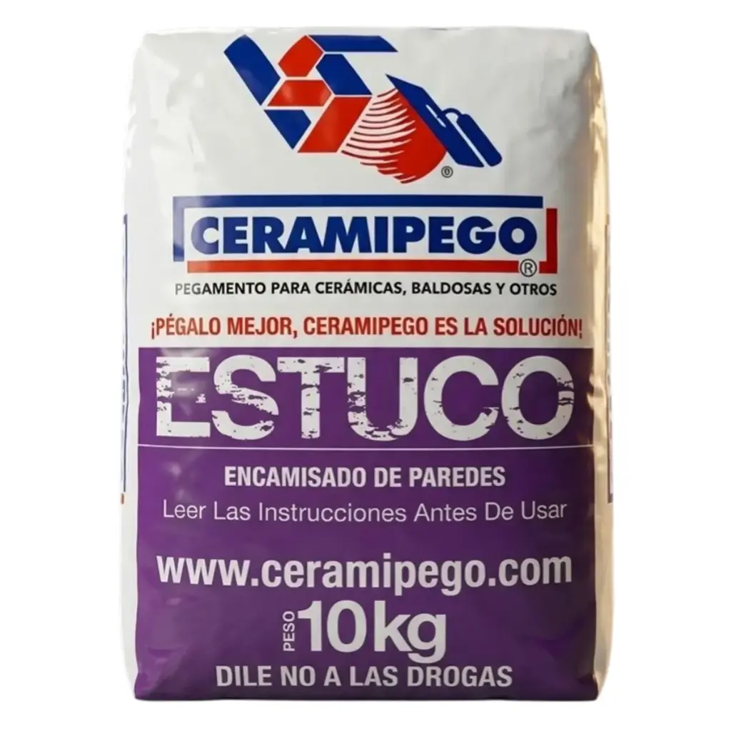 ESTUCO PARA ENCAMISADO DE PAREDES 10 KG COLOR GRIS REF. CE10 MARCA CERAMIPEGO 