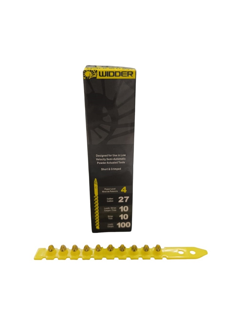 FULMINANTE CAL 27 AMARILLO PEINE / CORREA 10 POTENCIA NVL 4 (CAJA 100 UND) REF. 0000017 MARCA WIDDER