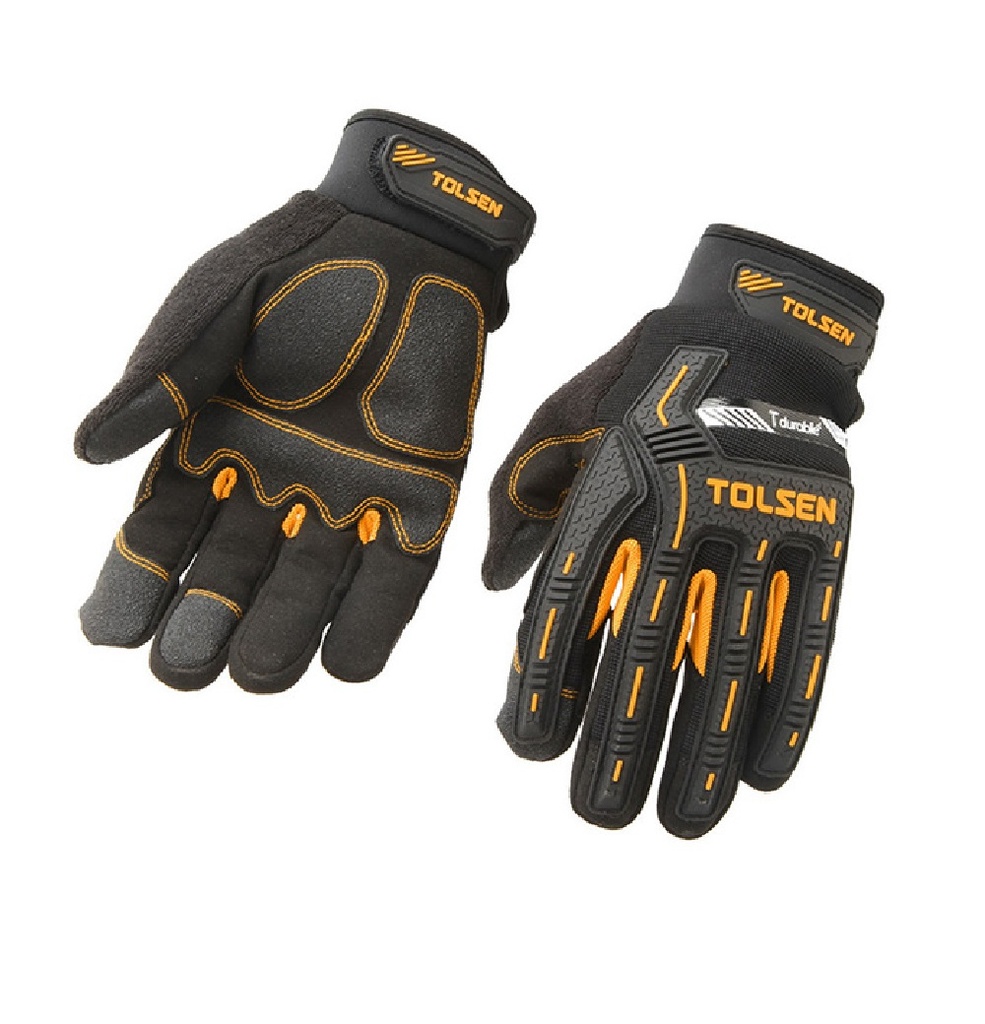 GUANTES DE MECÁNICO TALLA XL CON ACOLCHADO PROTECCION PVC PALMA DE CUERO REF: 45047 MARCA TOLSEN