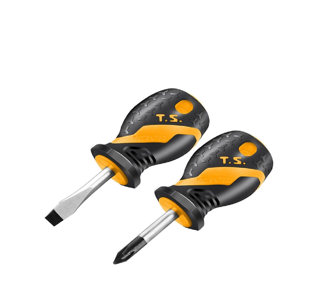 JUEGO DESTORNILLADORES CORTOS 2 PZS 6" PALA Y ESTRIA PUNTA MAGNETICA REF: 201881 MARCA TOLSEN