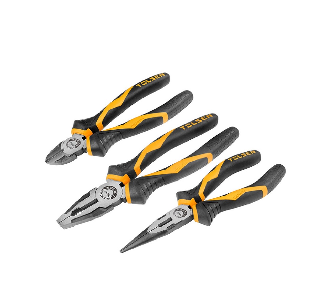 JUEGO DE ALICATES 3 PZAS PUNTA LARGA 8"/ UNIVERSAL6"/ DIAGONAL6" REF: 10410 MARCA TOLSEN