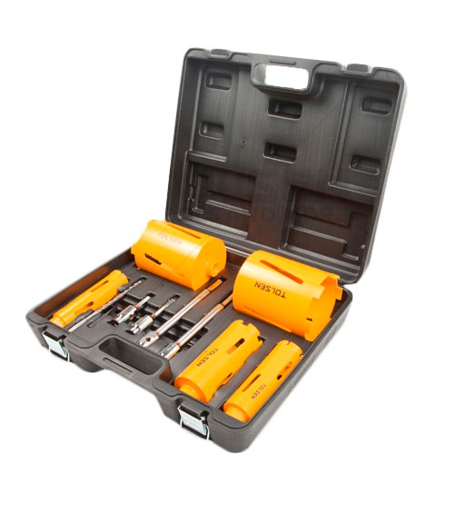 JUEGO DE BROCAS DIAMANTADA DE 11 PZAS 38 / 127MM + ADACTADOR 50 / 200 MM REF. 75881 MARCA TOLSEN