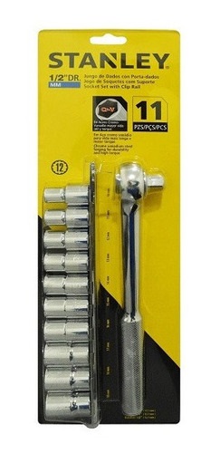 JUEGO DE DADOS / AUTOCLET 1/2" 11 PZAS DE 10-19 MM REF. 86734 / DAD-706 MARCA STANLEY