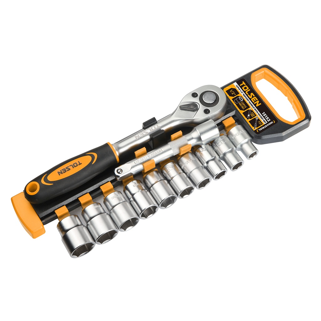 JUEGO DE DADOS / AUTOCLET CUADRANTE DE 1/2" 12 PZAS COMBINADOS MM REF. 15152 MARCA TOLSEN
