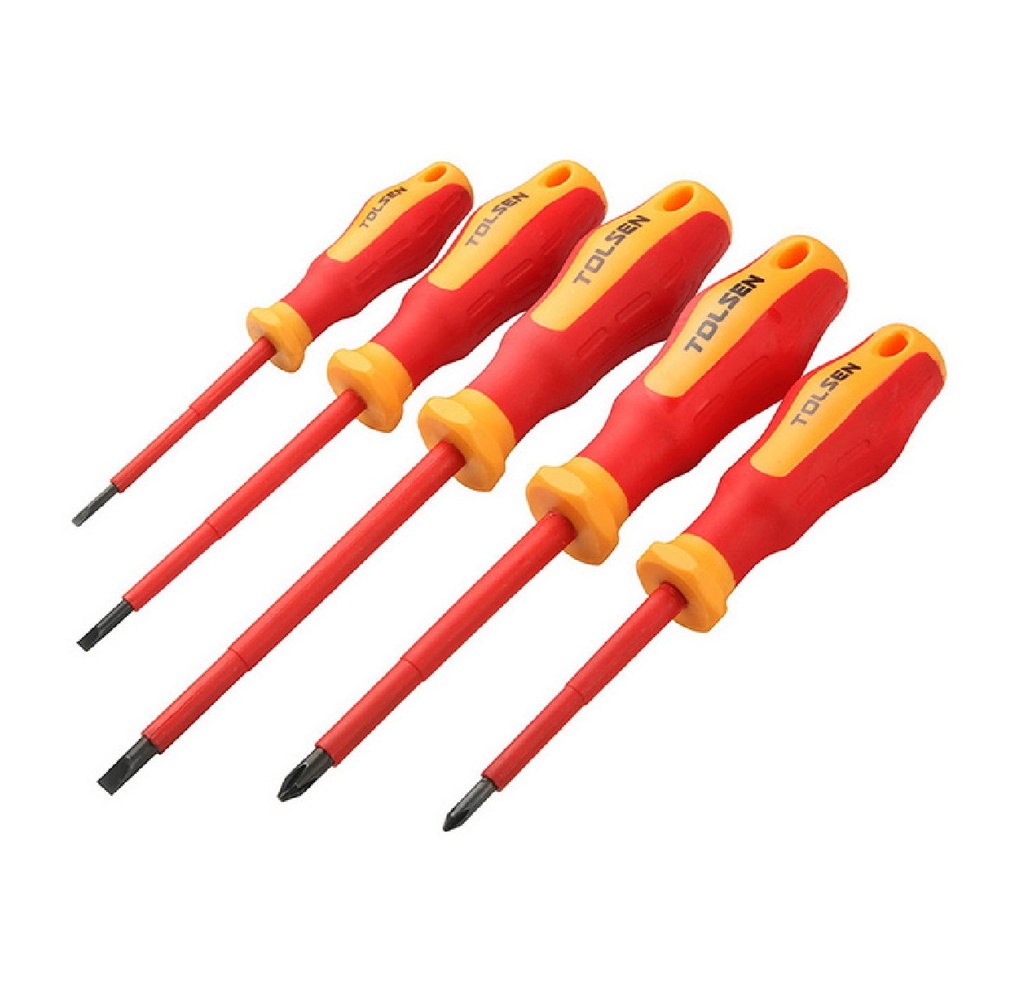 JUEGO DE DESTORNILLADORES AISLADO 1000 V DE 5 PIEZAS PALA + PH REF. 38012 MARCA TOLSEN