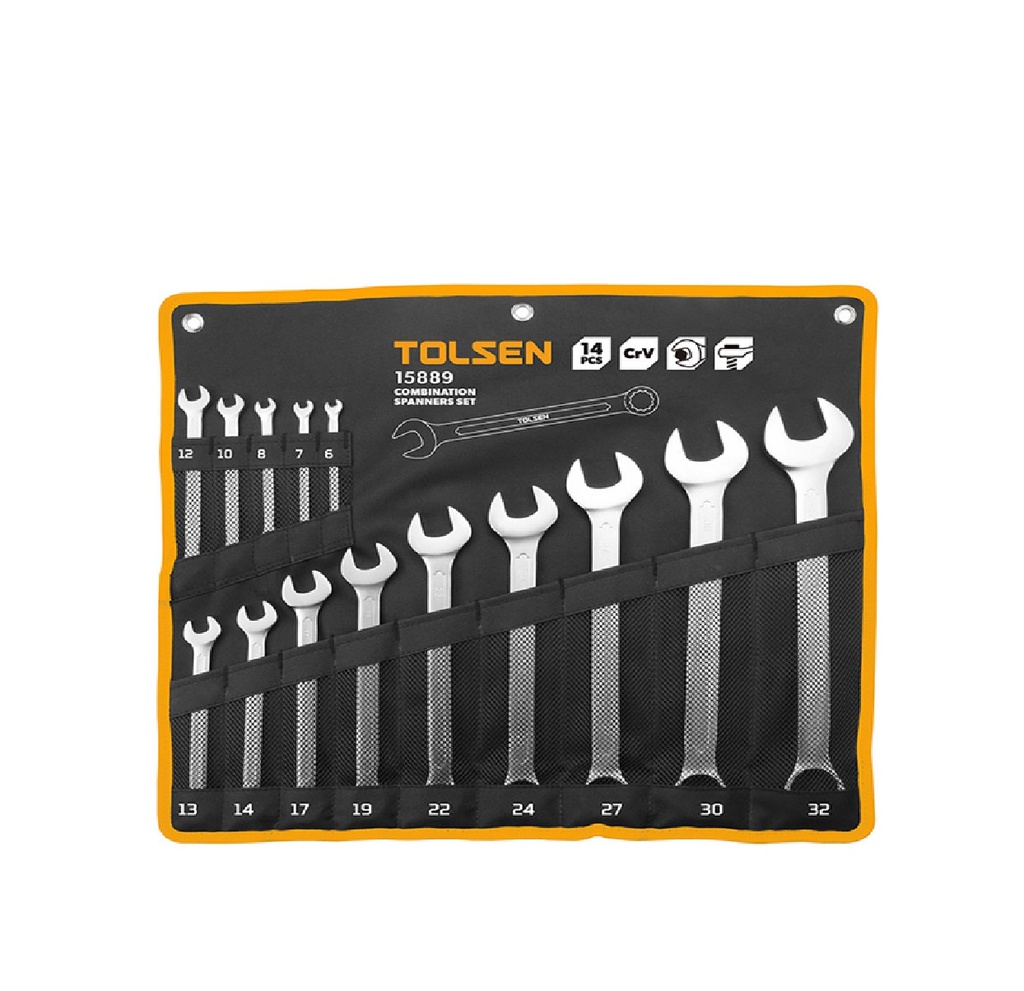 JUEGO DE LLAVES COMBINADAS DE 14 PZAS DE 6 A 32 MM REF 15889 MARCA TOLSEN