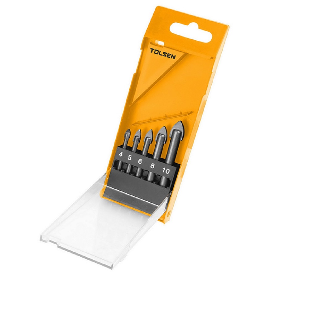 JUEGO DE MECHA-BROCA 5 PZAS 4, 5, 6, 8, 10 MM VASTAGO 45 REF: 75688 MARCA TOLSEN