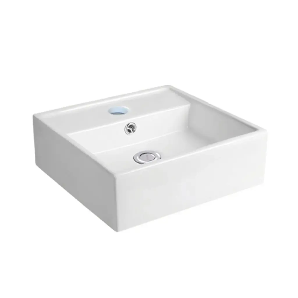 LAVAMANOS CUADRADO DE SOBREPONER 38 CM X 38 CM X 12.6 CM COLOR BLANCO REF.LAV-11 MARCA UNIQUE