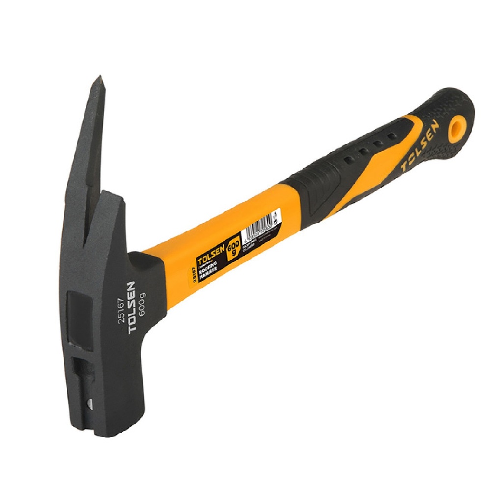 MARTILLO PARA TECHOS 600 GR FORJADO MANGO FIBRA DE VIDRIO REF 25167 MARCA TOLSEN