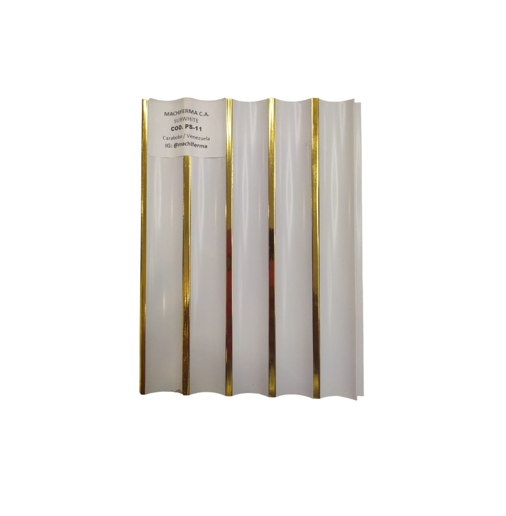 PANEL PARA PARED PS WALL PANEL INTERIOR 15 CM X 1,1 CM X 2,90 MTS BLANCO-DORADO MACHIFERMA
