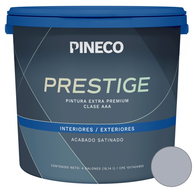 PINTURA DE CAUCHO SATINADO PRESTIGE CLASE " A " 1 GL COLOR GRIS ROMANO REF. PRS4902A2G MARCA PINECO
