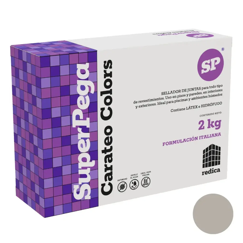 SUPER STUCCO GROUT CARATEO / SELLADOR DE JUNTAS 2 KG COLOR GRIS PERLA MARCA SUPER PEGA 