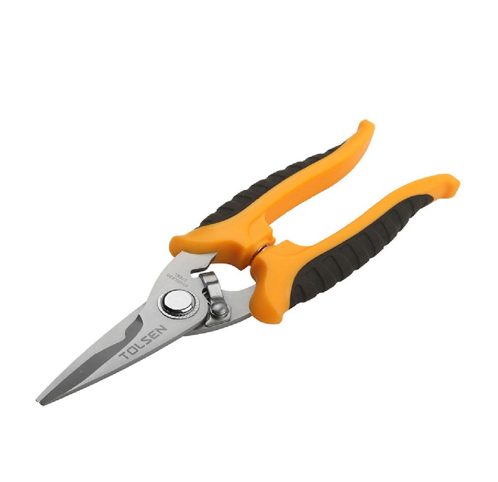 TIJERAS MULTIUSOS CON RESORTE 180MM, 7" HOJA DE ACERO INOX MANGO DE GOMA REF: 30042 MARCA TOLSEN