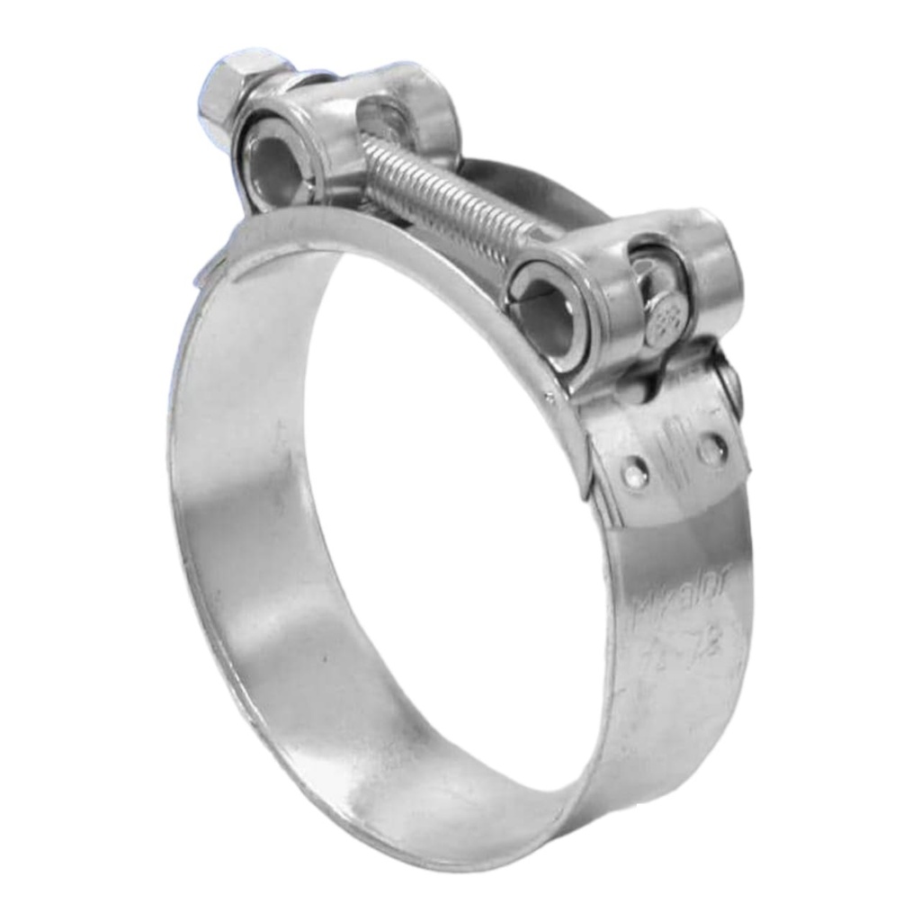 ABRAZADERA DE ACERO INOXIDABLE LISA PESADA (27MM A 29MM) C/TORNILLO UNIDAD REF. 27-29/310109 MIKALOR