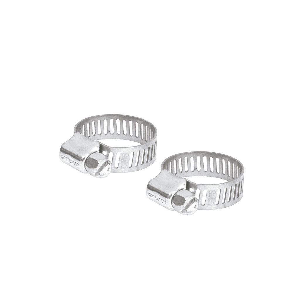 ABRAZADERA DE ACERO INOXIDABLE ( 19 MM - 27 MM ) C/TORNILLO 2 PZAS MOD.M-10B REF. 10013 MARCA TRUPER