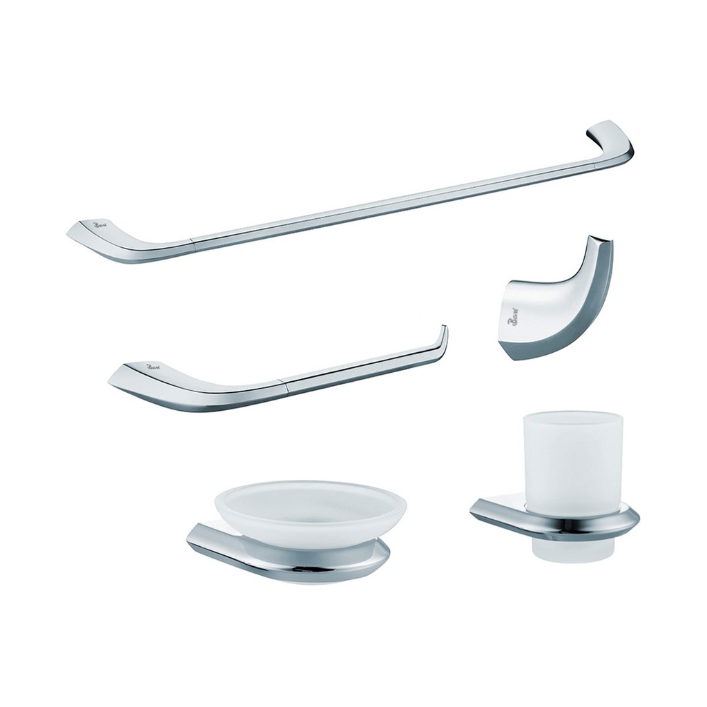 ACCESORIOS DE BAÑO 5 PZAS ( CHROME / CROMADO) CURVADO REF. GRI.04.09 MARCA BARI