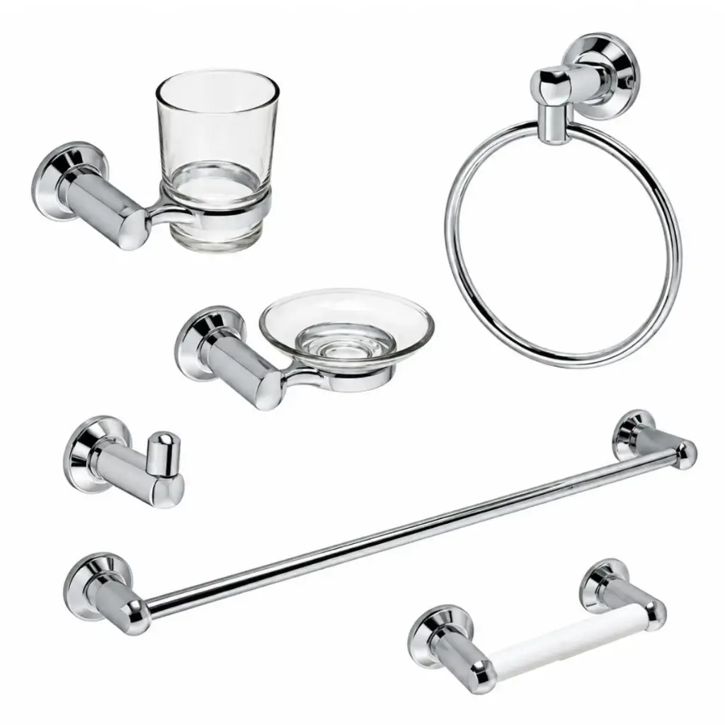 ACCESORIOS DE BAÑO MODELO LINEA BOUMAC 6 PZAS CROMADO REF. BM-5600 / 000376 MARCA BM