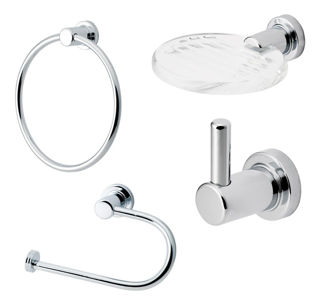 ACCESORIOS DE BAÑO MODELO STYLE 4 PZAS CROMADO REF. 37AB4S00 /048336MARCA FP