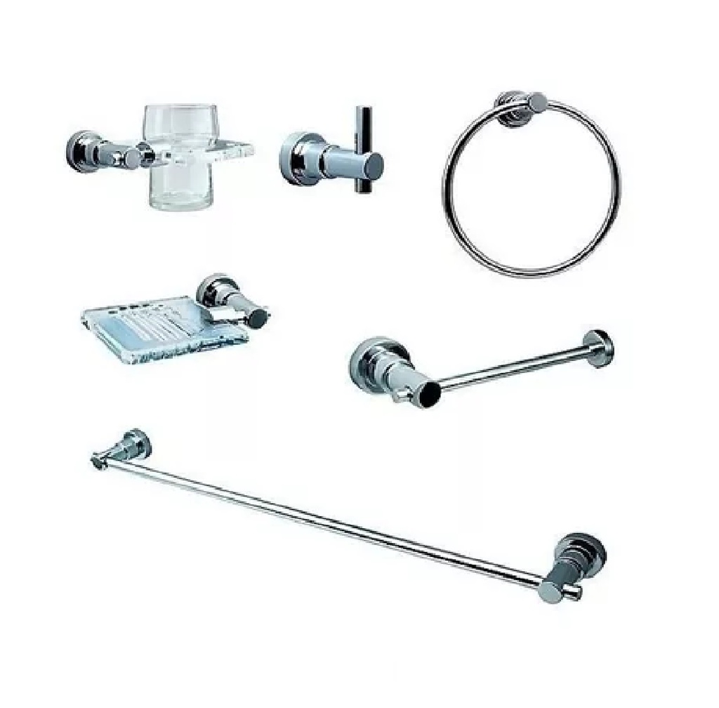 ACCESORIOS DE BAÑO MODELO G.O 6 PZAS CROMADO (SIN REPISA) REF. 37ACB940SR MARCA FP