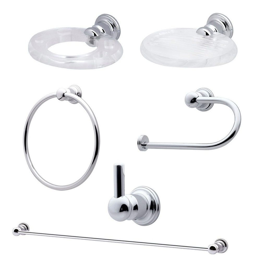 ACCESORIOS DE BAÑO MODELO CLASS 6 PZAS CROMADO REF.37ACBC00SR MARCA FP