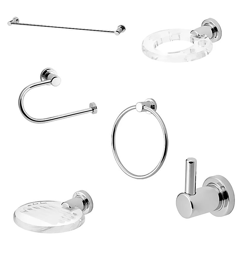 ACCESORIOS DE BAÑO MODELO STYLE 6 PZAS CROMADO REF.37ACBS00SR MARCA FP