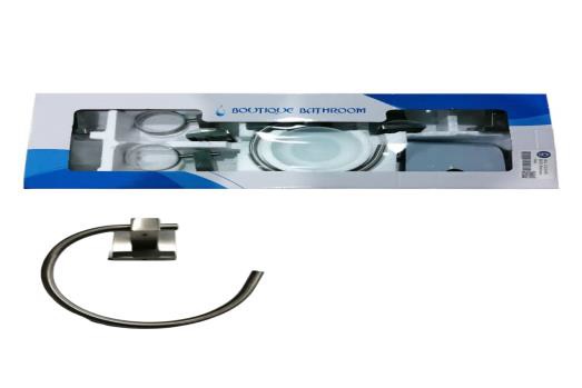 ACCESORIOS PARA BAÑO SET DE 6 PZAS CUADRADO MOD. 50200-BN ACERO SATINADO MARCA OMEGA