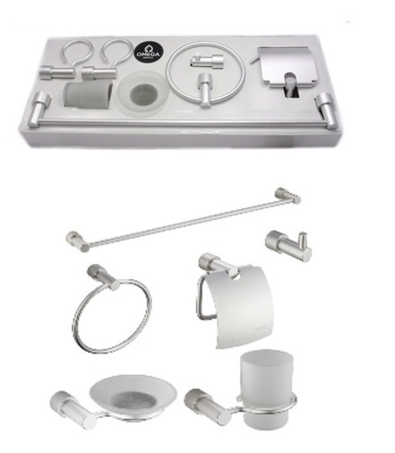 ACCESORIOS PARA BAÑO SET DE 6 PZAS MOD. 6100 ACABADO SATINADO MARCA OMEGA