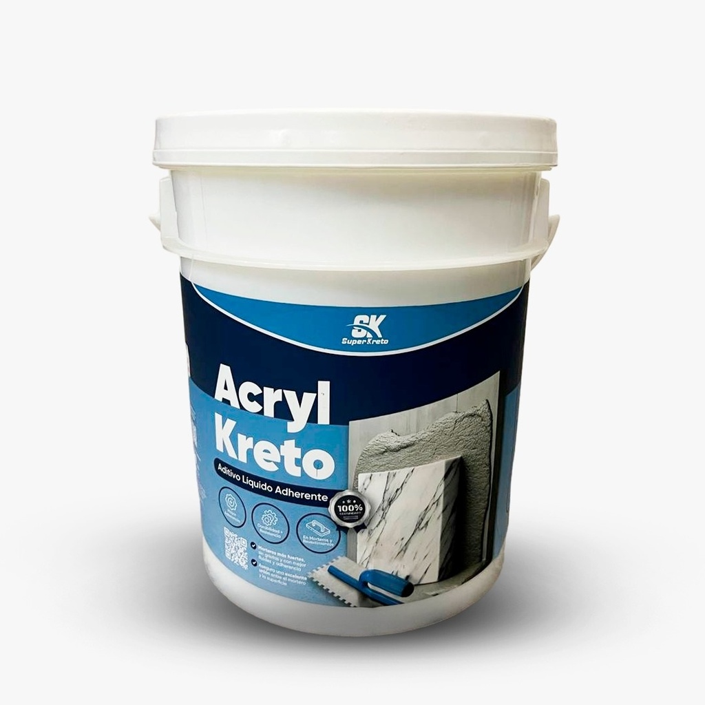 ACRYL KRETO ADITIVO P/MEJORAR ADHERENCIA Y REFORZAR MEZCLAS CEMENTICIAS CUÑETE 5GL SUPER KRETO