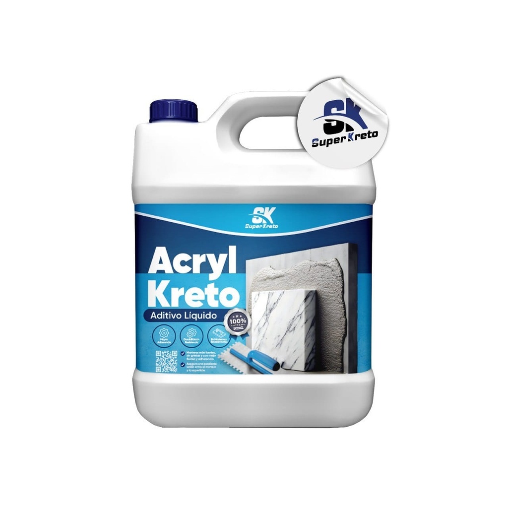 ACRYL KRETO ADITIVO P/MEJORAR ADHERENCIA Y REFORZAR MEZCLAS CEMENTICIAS 1 GL SUPER KRETO