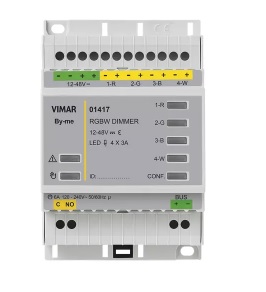 ACTUADOR DOMOTICO MAS VARIADOR RGBW 4OUT LED 120 - 240 V OCUPA 4 MODULOS REF. 01417 MARCA VIMAR