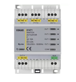 ACTUADOR DOMOTICO MULTIFUNCIONAL 16 A 120 230 V 4 OUT RELE OCUPA 4 MODULOS REF. 01471 MARCA VIMAR