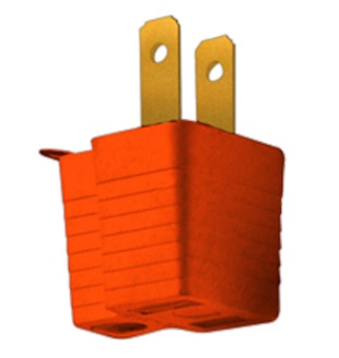 ADAPTADOR / ENCHUFE DE 3 A 2 POLOS 15 AMP 125 V GOMA NARANJA REF. KOB-069O MARCA KOBY