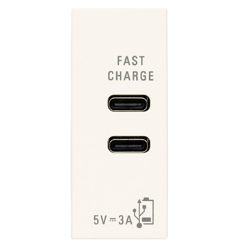 TOMA USB C+C (TACO) DE ALIMENTACION 15W 5V 3 A 1 MOD BLANCO SERIE LINEA REF. 30292.CCB MARCA VIMAR