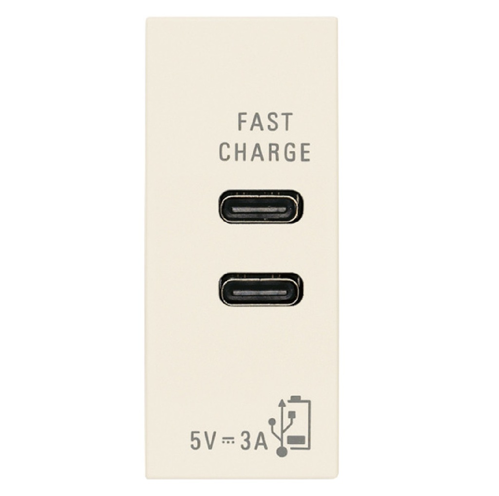 TOMA USB C+C (TACO) DE ALIMENTACION 15W 5V 3 A 1 MOD CAÑAMO SERIE LINEA REF. 30292.CCC MARCA VIMAR