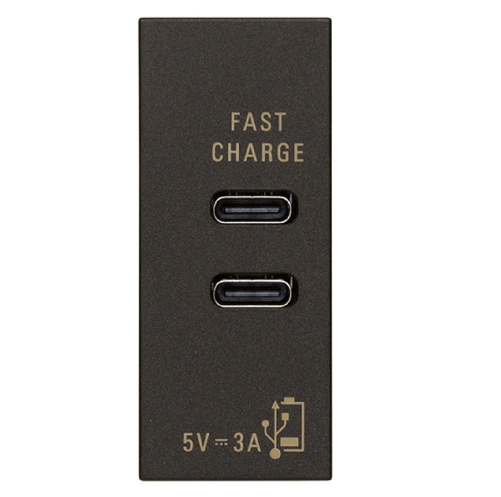TOMA USB C+C (TACO) DE ALIMENTACION 15W 5V 3 A 1 MOD NEGRO SERIE LINEA REF. 30292.CCG MARCA VIMAR