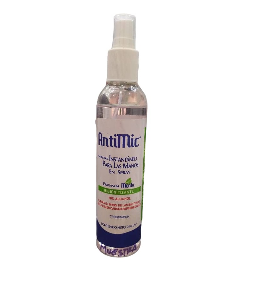 ANTIBACTERIAL INSTANTANEO PARA MANOS EN SPRAY 240 ML FRAG. MENTA REF. LAN0000002 MARCA ANTIMIC