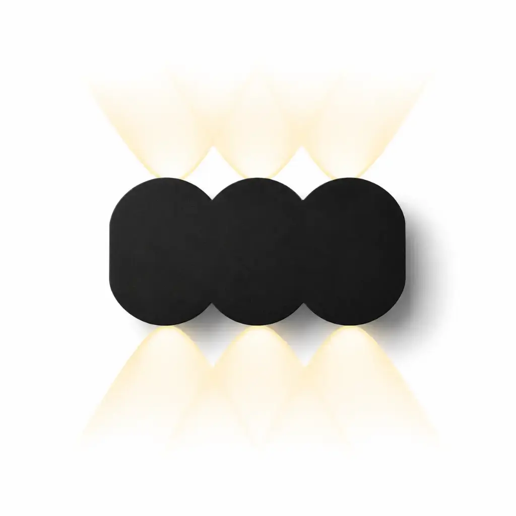 APLIQUE DE PARED RADEON - ONDA LUX 6W 3500K IP65 15,5 CM X 8 CM NEGRO REF. A196BKWW MARCA ILUMINAK