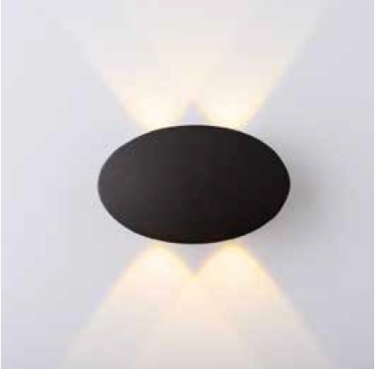 APLIQUE DE PARED CURVE LUX NANO 4W 3500K IP65 13 CM X 8 CM COLOR NEGRO REF. A294BKWW MARCA ILUMINAK