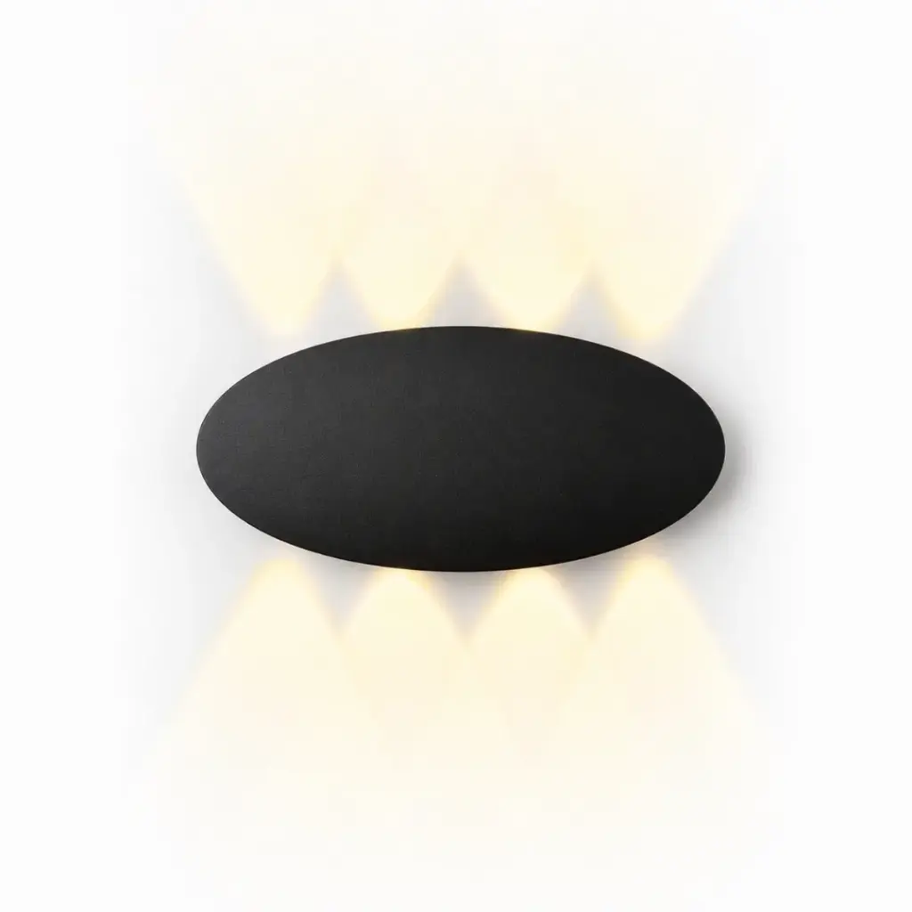 APLIQUE DE PARED CURVE LUX NANO 8W 3500K IP65 23 CM X 11 CM COLOR NEGRO REF. A298BKWW MARCA ILUMINAK