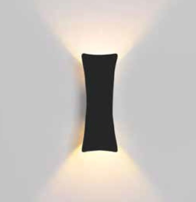 APLIQUE DE PARED ONDA RIPLEE 10W 3500K IP65 9 CM X 23 CM X 5 CM NEGRO REF. A3510BKWW MARCA ILUMINAK
