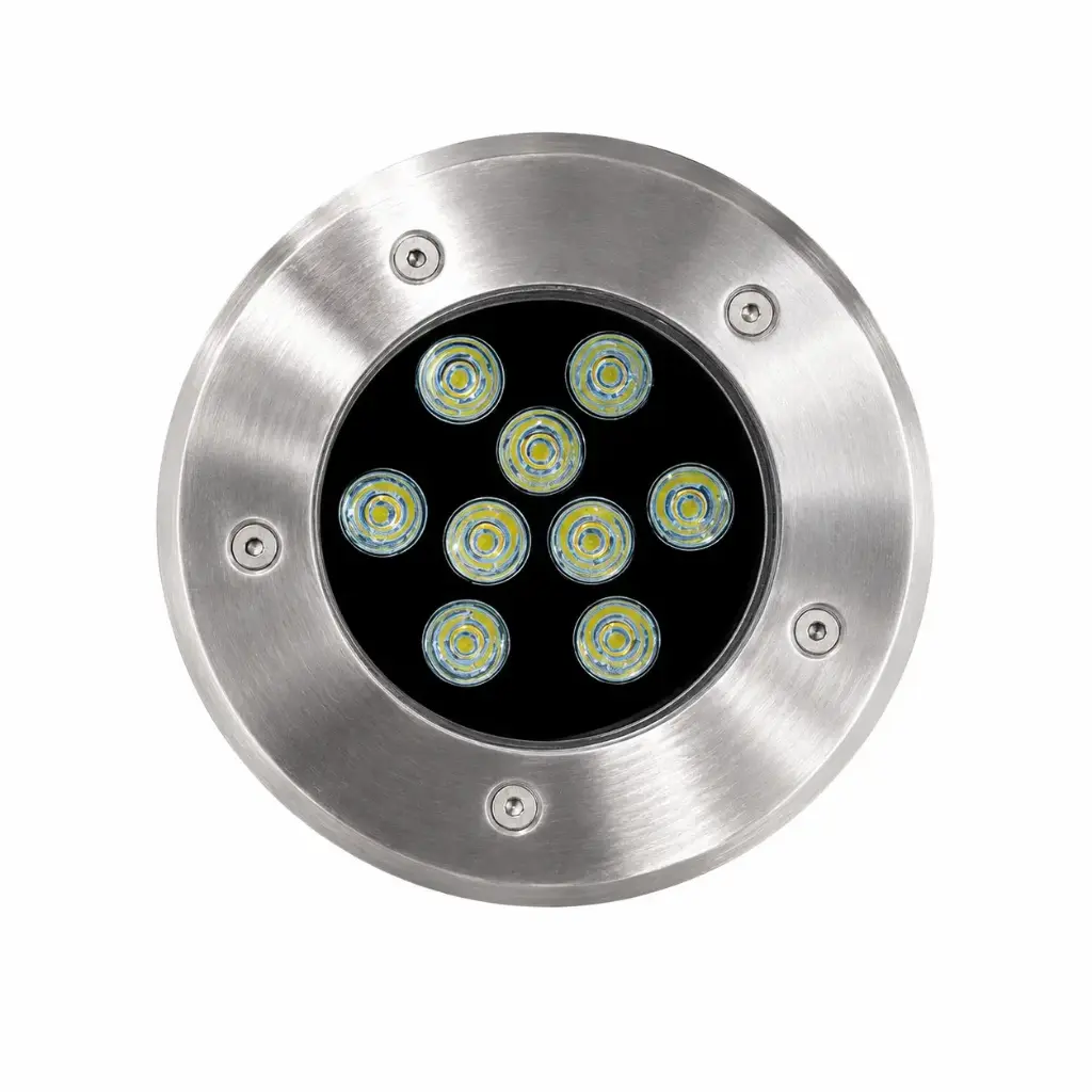 APLIQUE / LUMINARIA REDONDA PISO 9W RGB 85-265V IP65 P/ JARDIN REF. AHY9RGB MARCA ILUMINAK