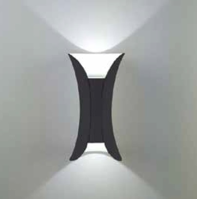 APLIQUE DE PARED HOURGLASS 10W 4500K 75LM IP65 21CM X 4,5CM NEGRO REF.HY80510/ 014571 MARCA ILUMINAK