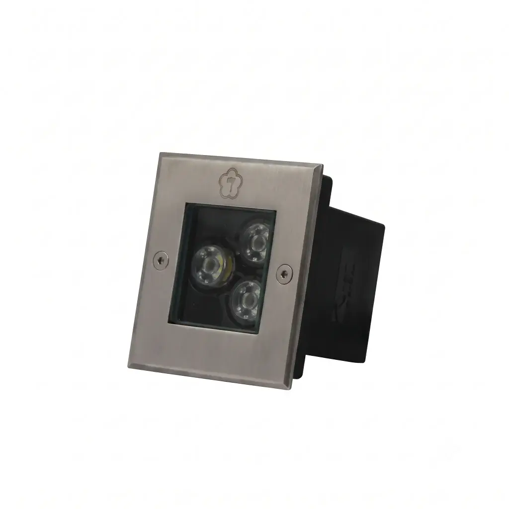 APLIQUE DE PISO 3W 3000K 270LM IP65 10 CM X 10 CM ACERO INOXIDABLE REF. MS301 MARCA ILUMINAK