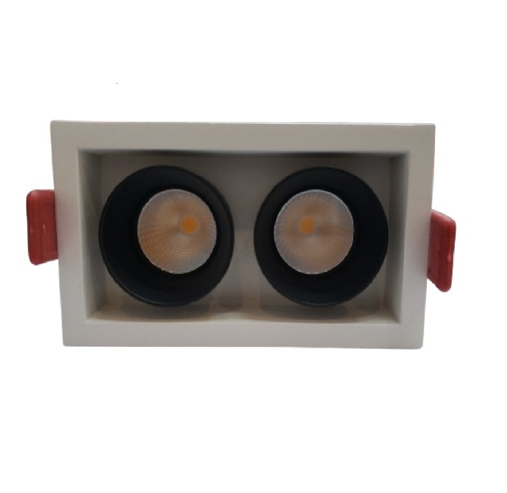 APLIQUE LED SPOT P/EMPOTRAR 2 X 5 W 3000K RECTANG. BLANCO- NEGRO 105 X 60X 60MM REF. LUM-932 LUMIND