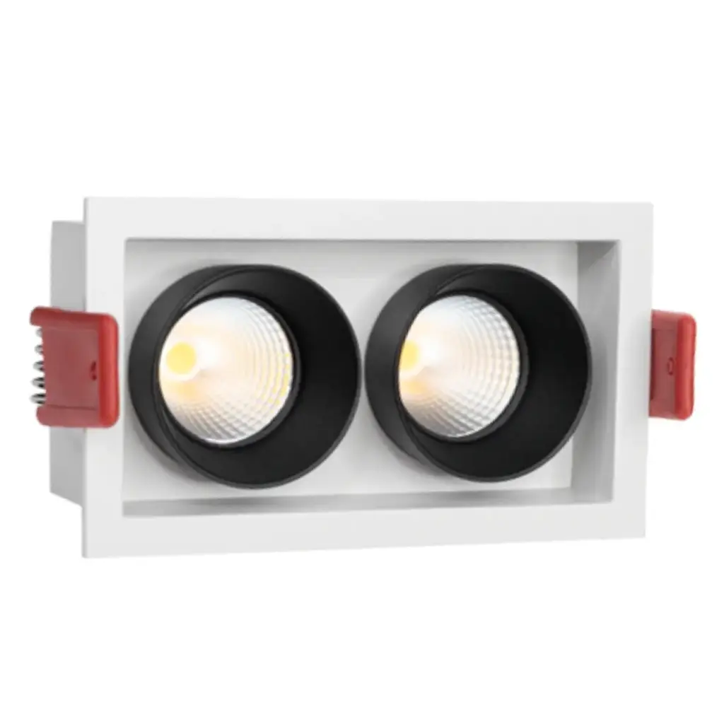 APLIQUE LED SPOT P/EMPOTRAR 2 X 5 W 3000K RECTANG. BLANCO- NEGRO 105 X 60X 60MM REF. LUM-932 LUMIND