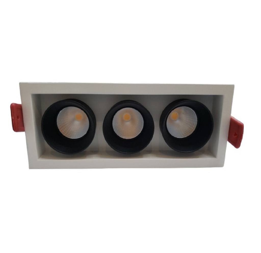 APLIQUE LED SPOT P/EMPOTRAR 3 X 5 W 3000K RECTANG. BLANCO- NEGRO 148 X 60X 60MM REF. LUM-933 LUMIND