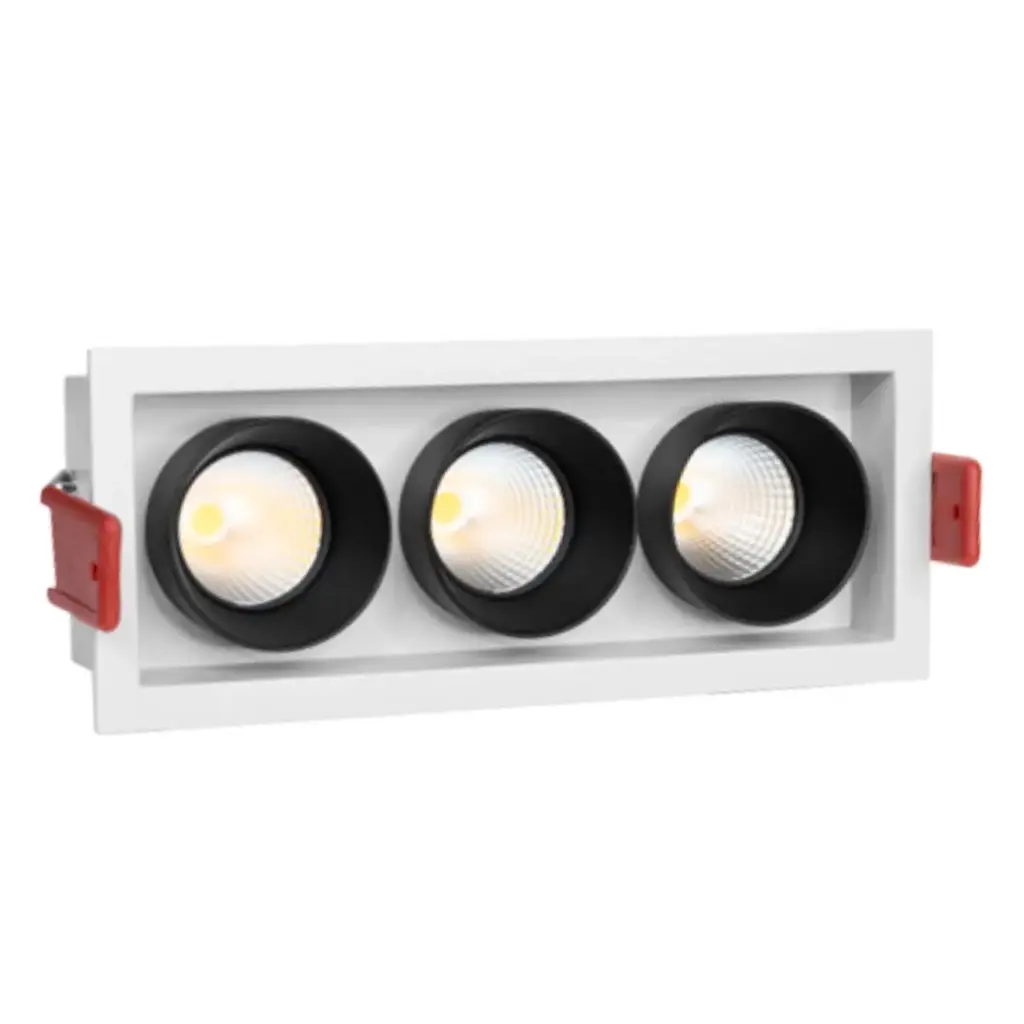 APLIQUE LED SPOT P/EMPOTRAR 3 X 5 W 3000K RECTANG. BLANCO- NEGRO 148 X 60X 60MM REF. LUM-933 LUMIND