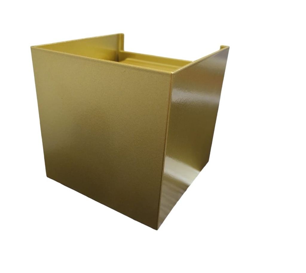 APLIQUE PARED INTEGRADO 2 X 3W 3000K IP54 85-265V 10X10X10CM CUBO DORADO REF. LUM-1325 MARCA LUMIND