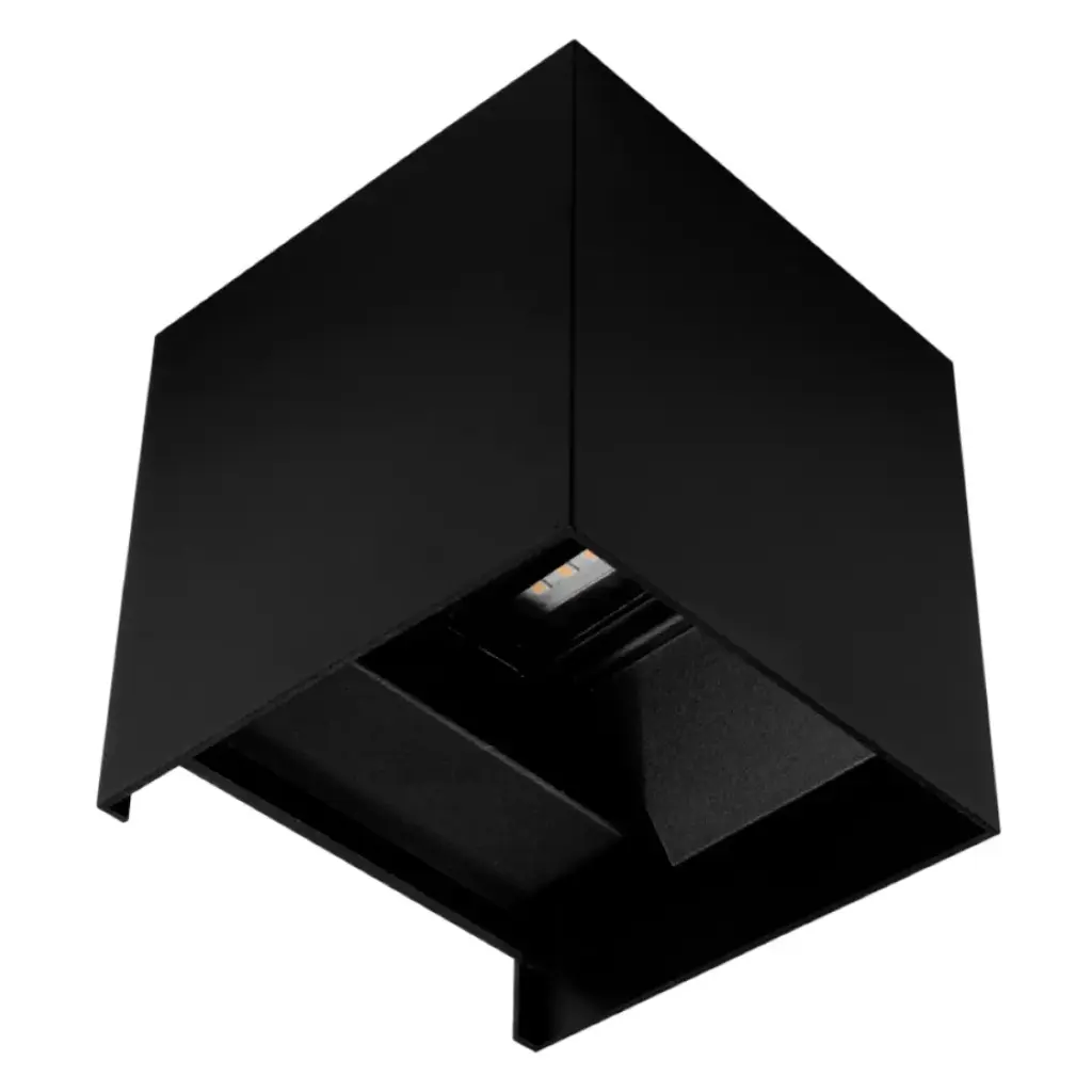 APLIQUE PARED LED INTEGRADO UP & DOWN 3W X 2 3000K IP54 CUBO CUADRADO NEGRO LUM- 453 MARCA LUMIND
